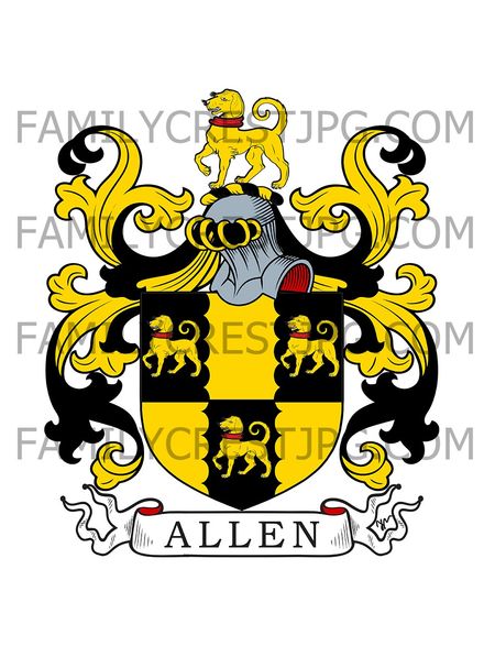 Allen Family Crest - Kent, England