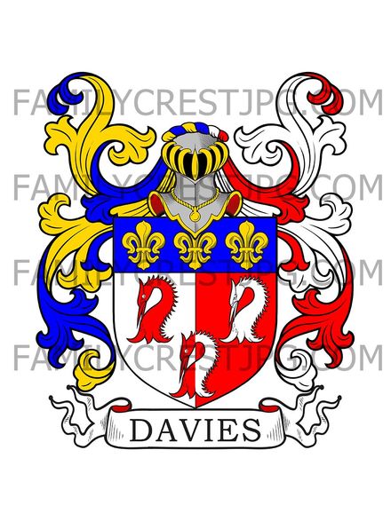 Davies Family Crest - St. Asaph, Wales