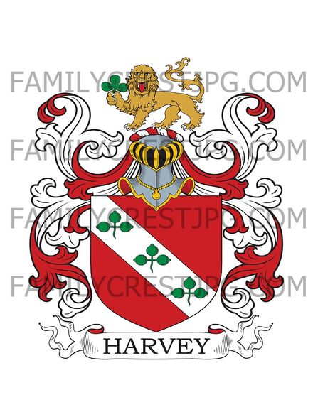 Harvey Family Crest - Mintiagho, Innishowen, co. Donegal, Ireland &amp; Goldington Hall, co. Bedford