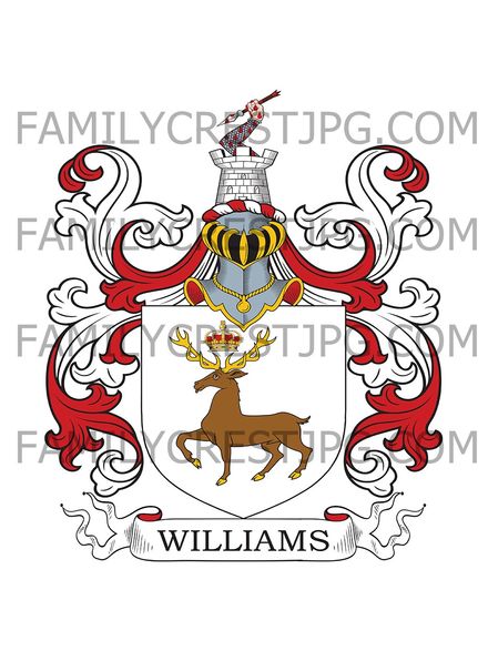 Williams Family Crest - Eltham, co. Kent, England