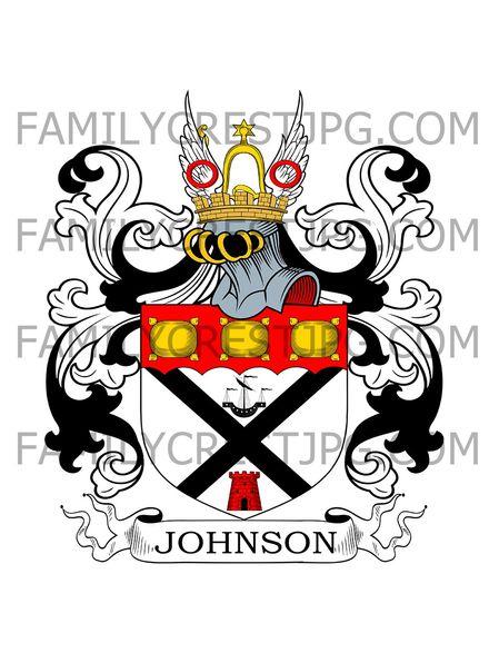 Johnson Family Crest - Rockenham, co. Cork, Ireland
