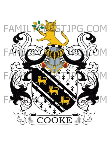 Cooke Family Crest - Trerice, co. Cornwall, England