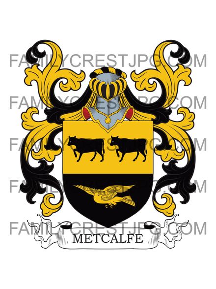 Metcalfe Family Crest - Murton &amp; Seatonville, co. Northumberland, England