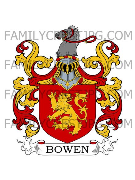 Bowen Family Crest - Troedyraur, co. Cardigan, Wales