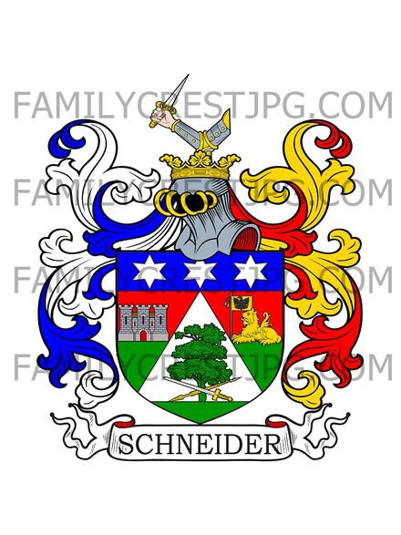 Schneider Family Crest - von Dillenburg, Austria 1821 - Snider