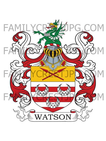 Watson Family Crest - Frindsbury, co. Kent, and Walpett, co. Suffolk, England