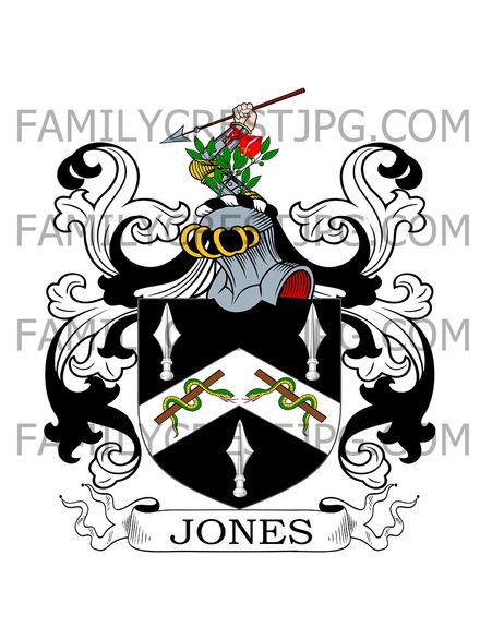 Jones Family Crest - Glen Helen, co. Carnarvon, Wales