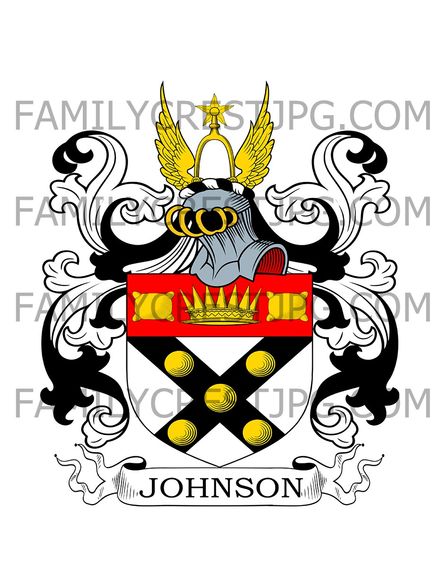 Johnson Family Crest - Tyldesley, co. Lancashire, England