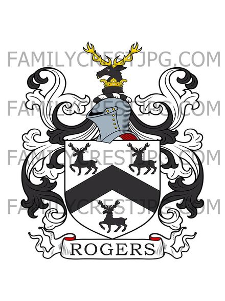 Rogers Family Crest - Deritend, co. Warwick, and Sunbury, co. Middlesex, England