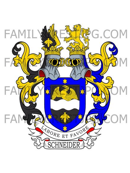 Schneider Family Crest - von Limhoffen, Austria 1882 - Snider