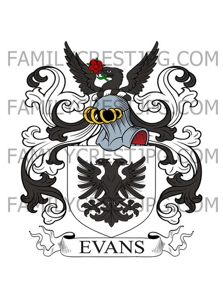 Evans Family Crest - Marsh Gibbon, co. Bucks, England