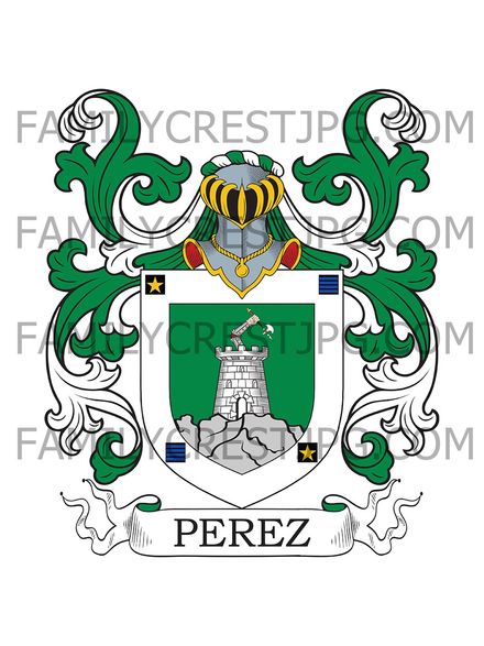 Perez Family Crest - Toledo &amp; Extremadura