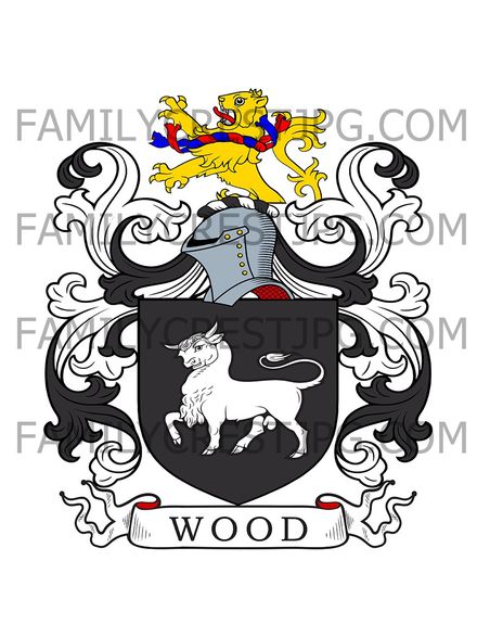 Wood Family Crest - Fulborne, co. Cambridge and  Sneterley &amp; Blakeney, co. Norfolk , England
