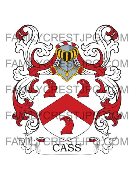 Cass Family Crest - Powick, co. Gloucestershire, England