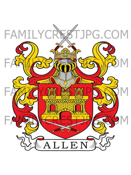Allen Family Crest - Oxford, England