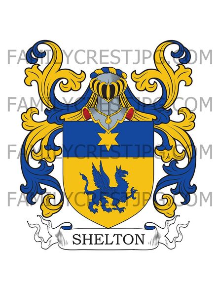 Shelton Family Crest - Kent, England &amp; Connecticut