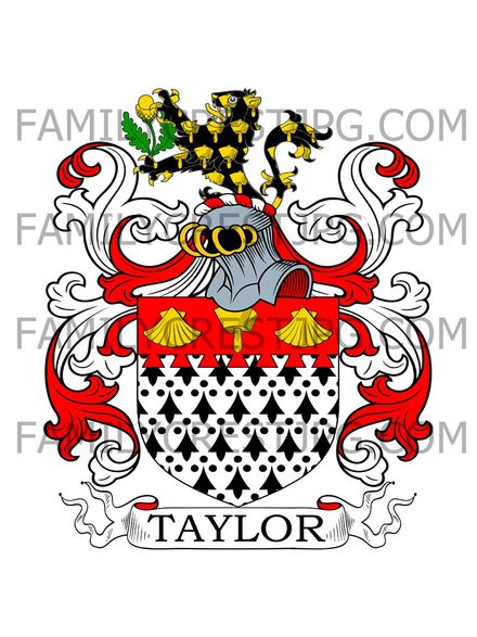 Taylor Family Crest - Morton Hall, co. Lancashire, England
