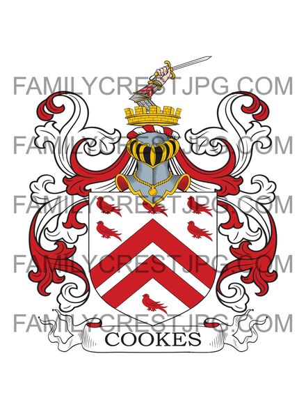 Cookes Family Crest - Norgrove, co. Worcestershire, England