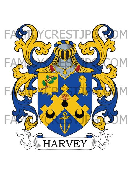 Harvey Family Crest - Sandwich, co. Kent, England