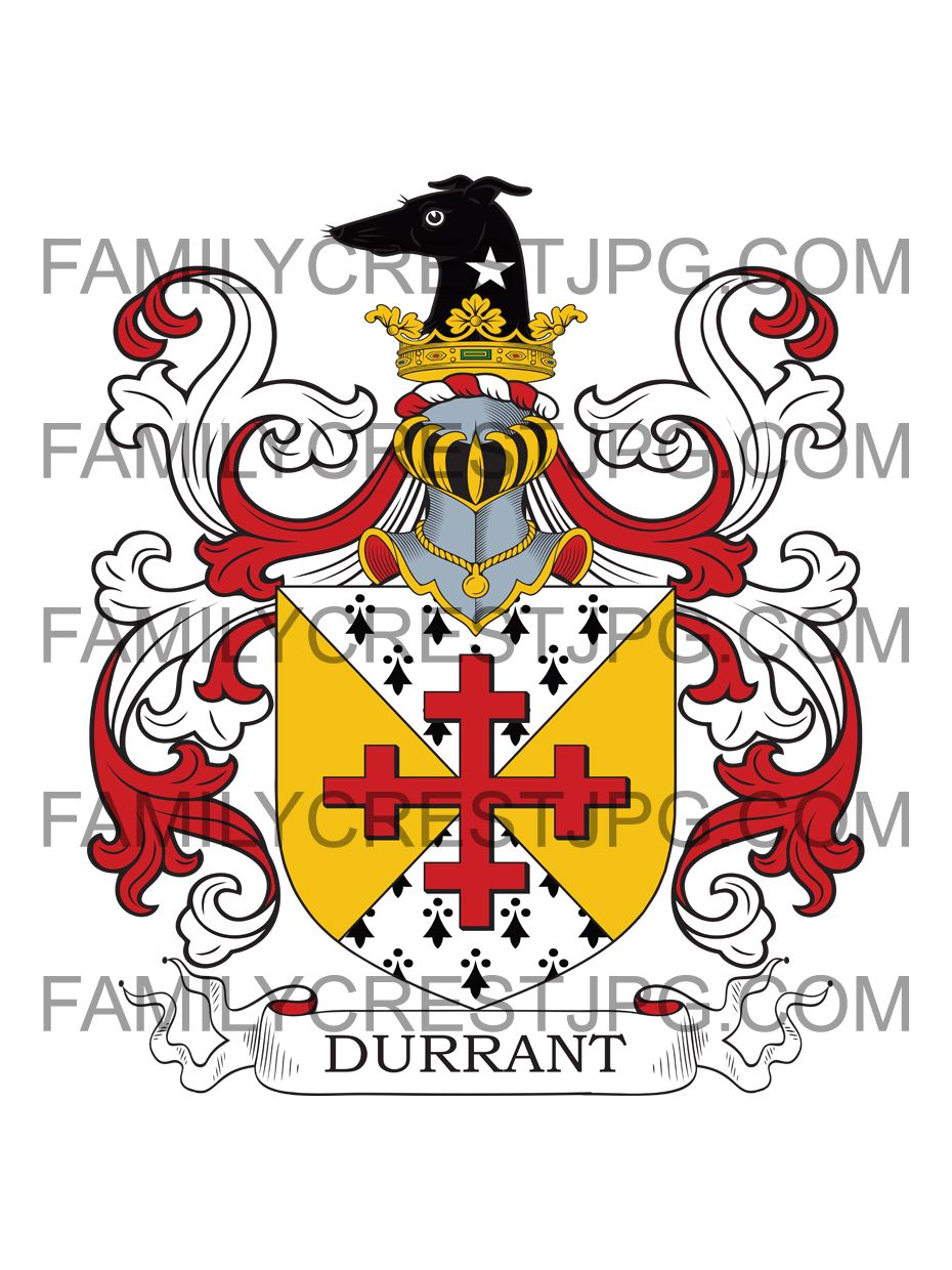 Durrant Family Crest - Southover, co. Sussex, England