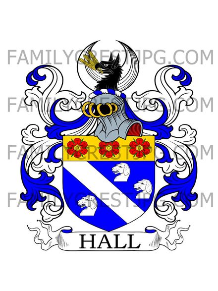 Hall Family Crest - Whatton Manor, co. Nottingham, England