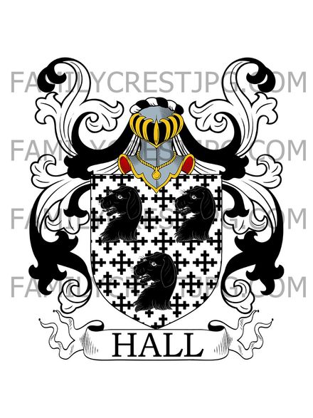 Hall Family Crest - Warnham, co. Sussex and London, England