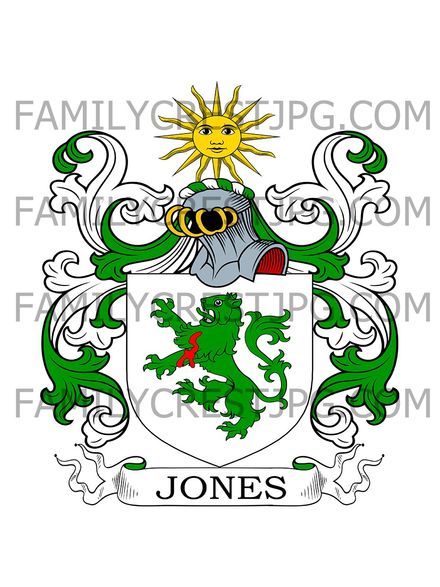 Jones Family Crest - Chilton, co. Shropshire, England
