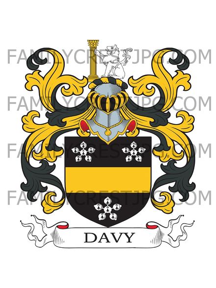 Davy Family Crest - Beckley, co. Sussex, England