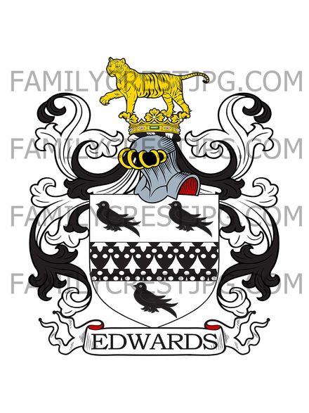Edwards Family Crest - Isle of Ely, co. Cambridge, England