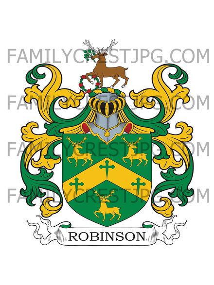 Robinson Family Crest - Swanage, co. Dorset, England