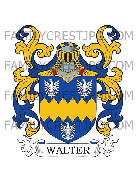 Walter Family Crest - Sarsden, co. Oxford, England