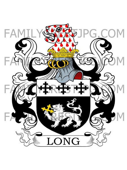 Long Family Crest - Hampton Lodge, co. Surrey, England