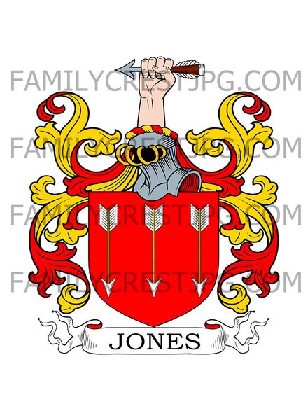 Jones Family Crest - Goodrich, co. Hereford, England