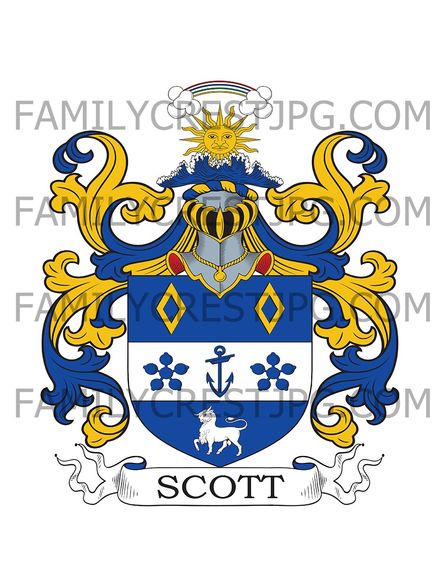 Scott Family Crest - Penge, co. Surrey, England