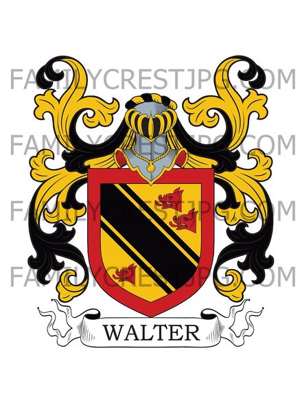 Walter Family Crest - Hereford &amp; Cambridge, England