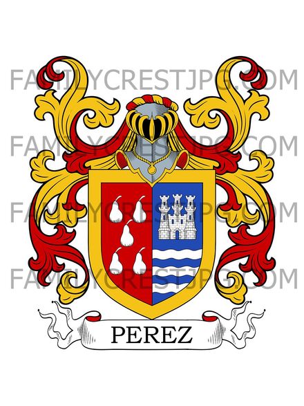 Perez Family Crest - de Sarrio, Aragon &amp; Valencia