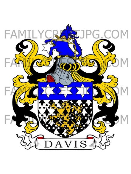 Davis Family Crest - London &amp; Enfield, co. Middlesex, England