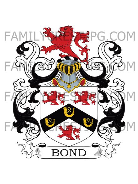 Bond Family Crest - Cowbury, Walford, co. Hereford, England