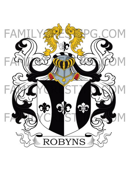 Robyns Family Crest - Netherall, co. Worcester, England