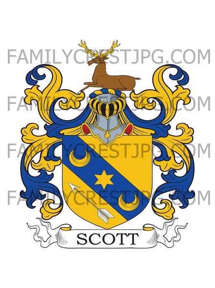 Scott Family Crest - Malleny, co. Edinburgh, Scotland