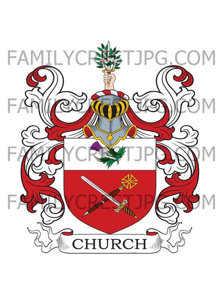 Church Family Crest  - Hampton, co. Middlesex, England