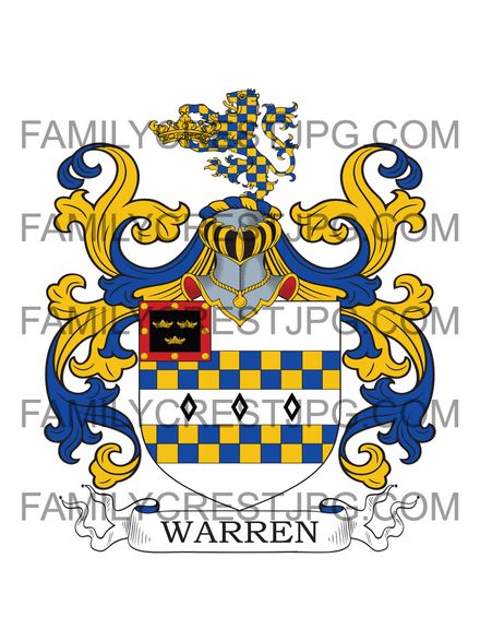 Warren Family Crest - Hedbury, co. Devon, England