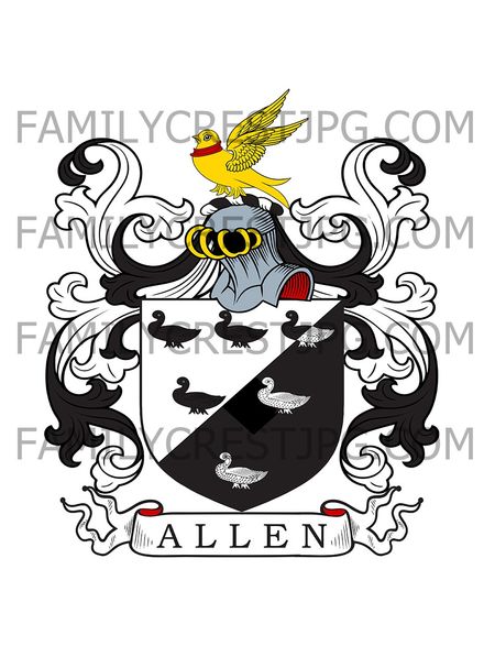 Allen Family Crest - Brindley, co. Cheshire, England