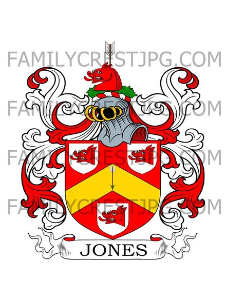 Jones Family Crest - Gelligynan, co. Denbigh, Wales