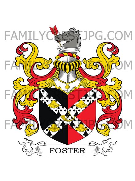 Foster Family Crest - Lanwithan, Lostwithiel, co. Cornwall, England