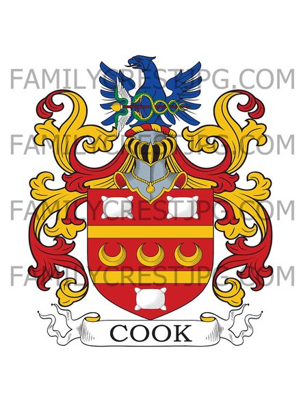 Cook Family Crest - Brooklands, Blackheath Park, co. Kent, England