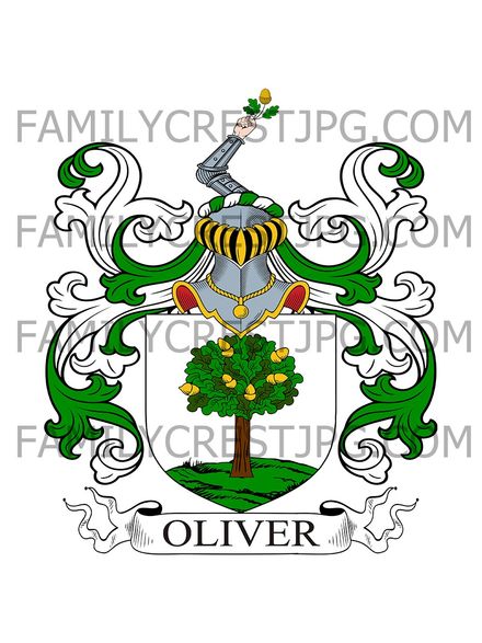 Oliver Family Crest - Trevarno and Treneere, co. Cornwall, England