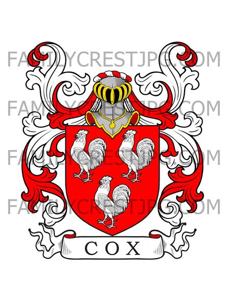 Cox Family Crest - Worcester, England