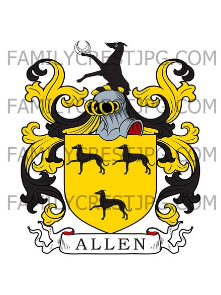 Allen Family Crest - Hoyland, co. York, England