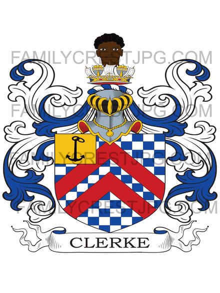 Clerke Family Crest - Wethersfield Hall, co. Essex, England